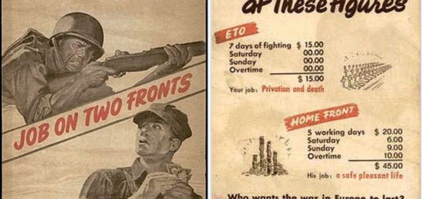 Un pliant de propagandă nazist-german folosit în timpul celui de-al Doilea Război Mondial, în 1945, pentru a demoraliza trupele americane