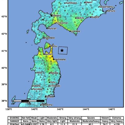 USGS Intensity Map 8 December 2025 Sanriki Earthquake M 7.6