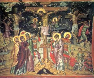 Icon of the Crucifixion, 16th century, by Theophanes the Cretan (Stavronikita Monastery, Mount Athos)