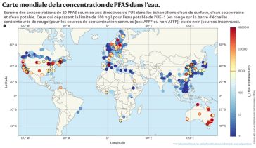 Carte mondiale de la concentration de PFAS dans l’eau