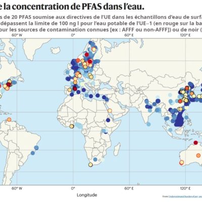 Carte mondiale de la concentration de PFAS dans l’eau